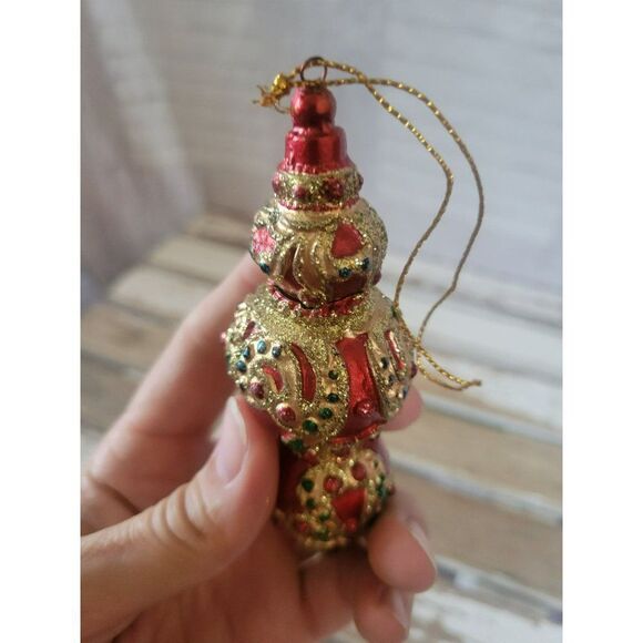 Red Gold Victorian ornament beaded Xmas tree - Picture 7 of 8